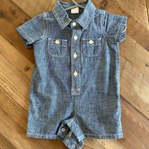 GAP Baby Boy 0-3 Chambray shorty one piece